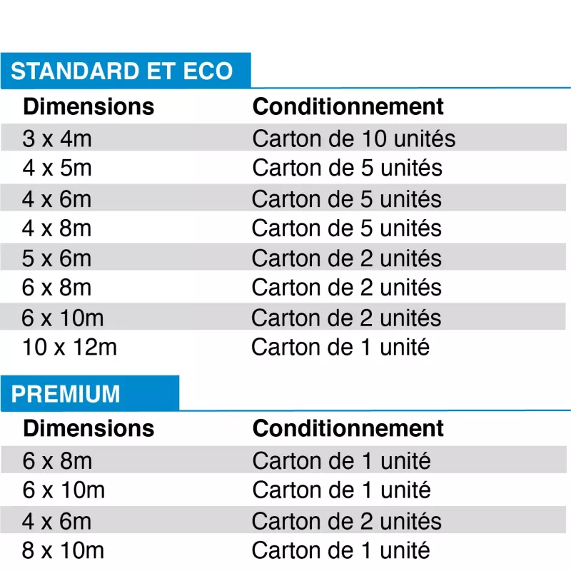 Bâche légère de couverture