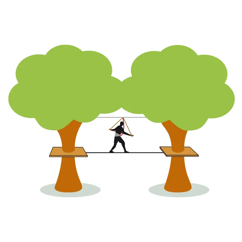 Balance pole in steel length 2m + 2 rope suspensions Ø16mm