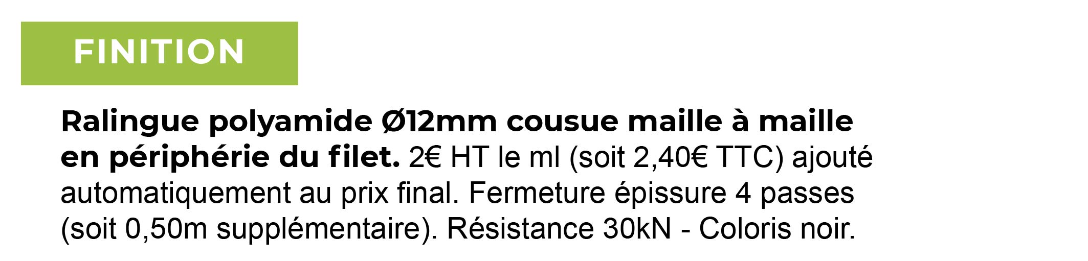 Rallingue 12mm - Noire